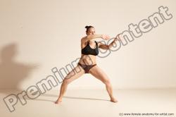 Underwear Martial art Woman White Moving poses Average long colored Dynamic poses Academic